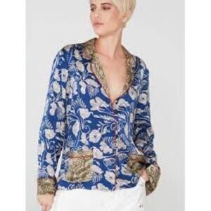 La Boheme Colorful Size S Women's Silk Blazer With Pockets #B